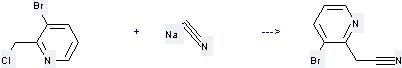 Pyridine, 3-bromo-2-(chloromethyl)- can react with Hydrocyanic acid; sodium salt to get 3-Bromo-2-cyanomethylpyridine.